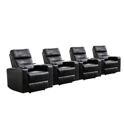 33.1'' Wide Modern Faux Leather Power Reclining Home Theater Individual Seat with Cup Holders (Set of 4)