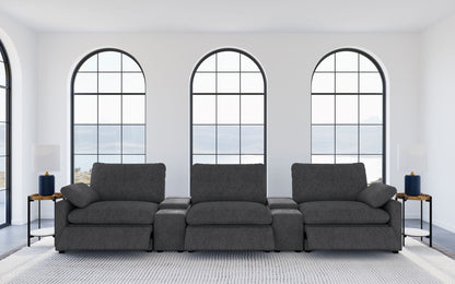 Collins 5-Piece Power Reclining Home Theater Seating Dark Grey