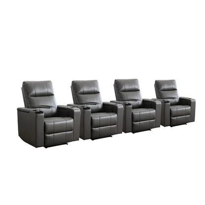 33.1'' Wide Modern Faux Leather Power Reclining Home Theater Individual Seat with Cup Holders (Set of 4)