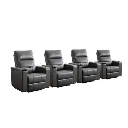 33.1'' Wide Modern Faux Leather Power Reclining Home Theater Individual Seat with Cup Holders (Set of 4)
