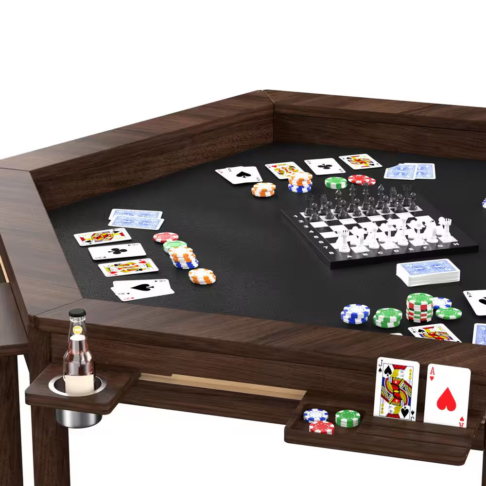 62.2 In. W 4-6-Player Wood Poker Table with Removable Top and Cup and Card Holders