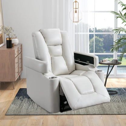 35.3" Wide Modern Faux Leather Power Home Theater Individual Seat with USB & Dual Cup Holders&Arm Storage