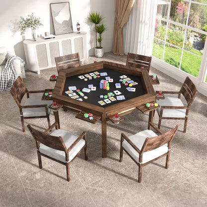 62.2 In. W 4-6-Player Wood Poker Table with Removable Top and Cup and Card Holders