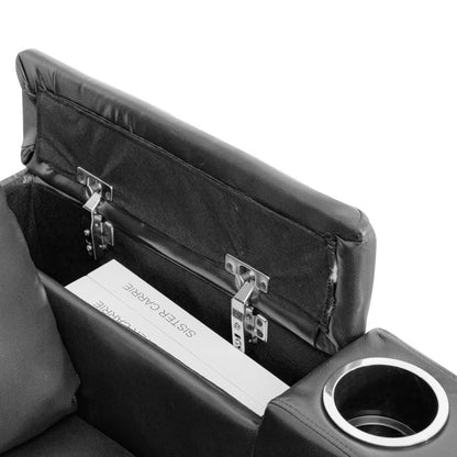 33.1'' Wide Modern Faux Leather Power Reclining Home Theater Individual Seat with Cup Holders (Set of 4)