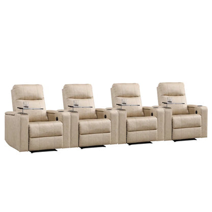 33.1'' Wide Modern Faux Leather Power Reclining Home Theater Individual Seat with Cup Holders (Set of 4)