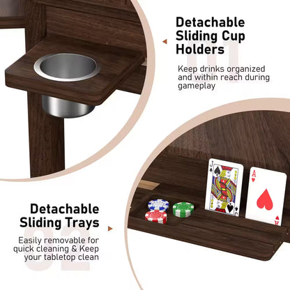 62.2 In. W 4-6-Player Wood Poker Table with Removable Top and Cup and Card Holders