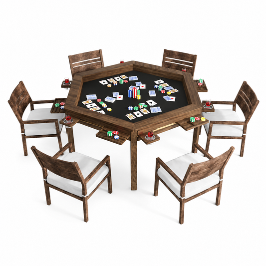 62.2 In. W 4-6-Player Wood Poker Table with Removable Top and Cup and Card Holders