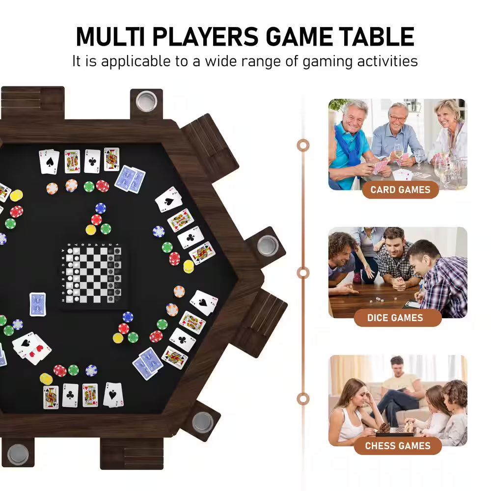 62.2 In. W 4-6-Player Wood Poker Table with Removable Top and Cup and Card Holders