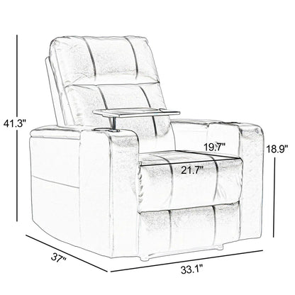 33.1'' Wide Modern Faux Leather Power Reclining Home Theater Individual Seat with Cup Holders (Set of 4)