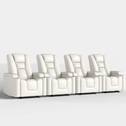35.3" Wide Modern Faux Leather Power Home Theater Individual Seat with USB & Dual Cup Holders&Arm Storage