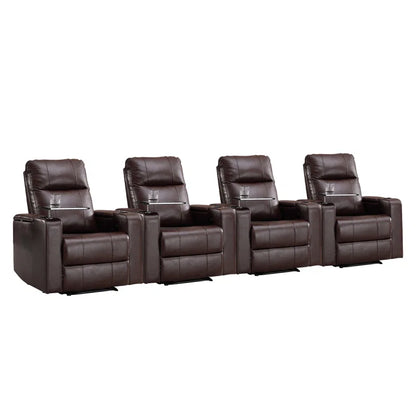 33.1'' Wide Modern Faux Leather Power Reclining Home Theater Individual Seat with Cup Holders (Set of 4)
