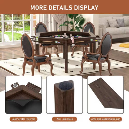 62.2 In. W 4-6-Player Wood Poker Table with Removable Top and Cup and Card Holders