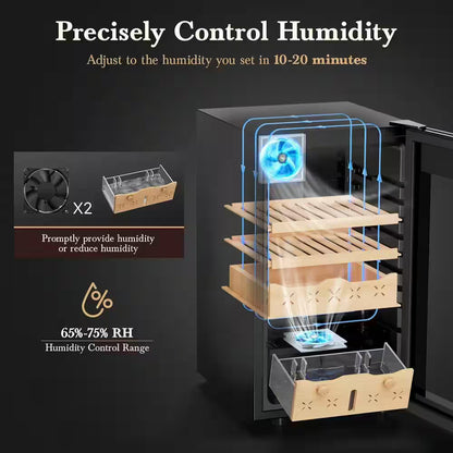 65 L Electric Humidor 500-Counts Cigar Humidor with Heating and Cooling and Humidity Control Wine Chiller
