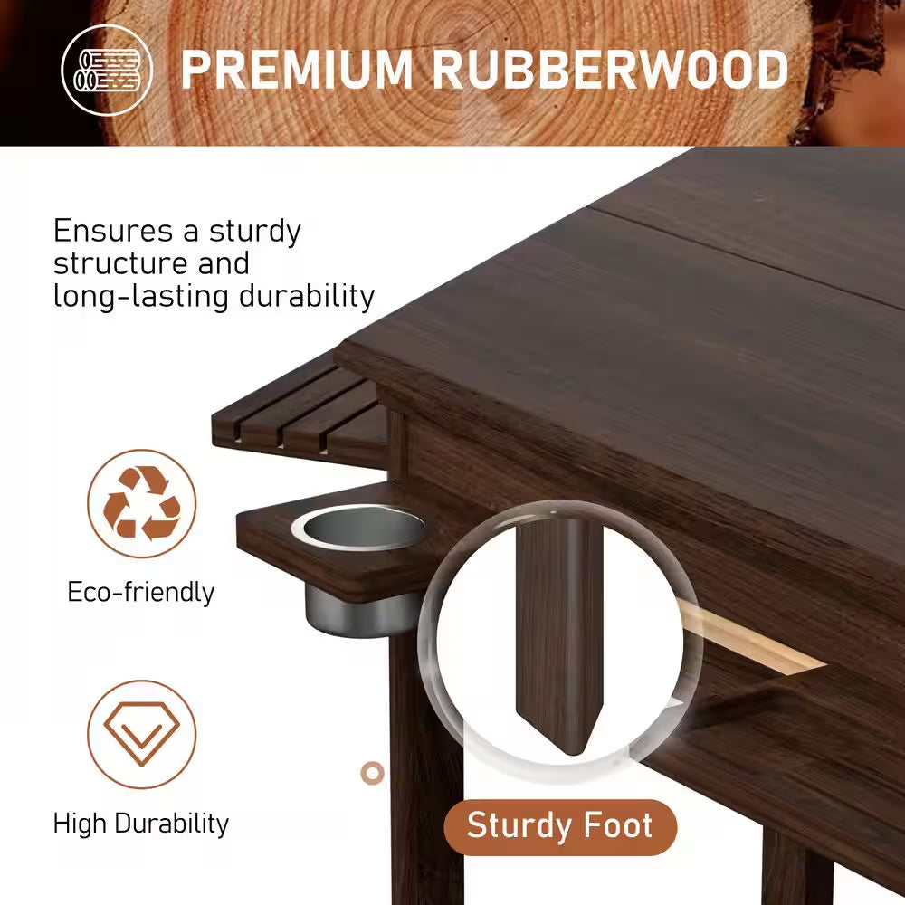 62.2 In. W 4-6-Player Wood Poker Table with Removable Top and Cup and Card Holders