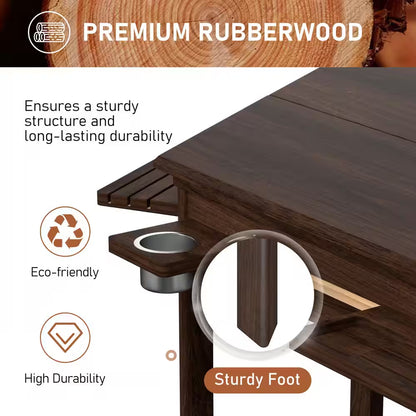 62.2 In. W 4-6-Player Wood Poker Table with Removable Top and Cup and Card Holders