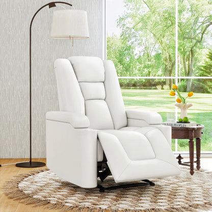 35.3" Wide Modern Faux Leather Power Home Theater Individual Seat with USB & Dual Cup Holders&Arm Storage
